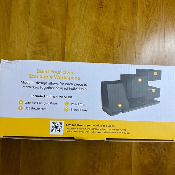 Bostitch Konnect 4 Piece Wireless Charging Desk Organizer Stackable - Picture 2 of 4